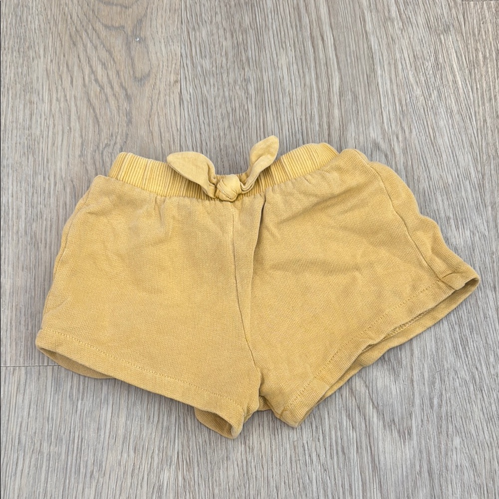 Play Up Yellow Cotton Knit Baby Shorts